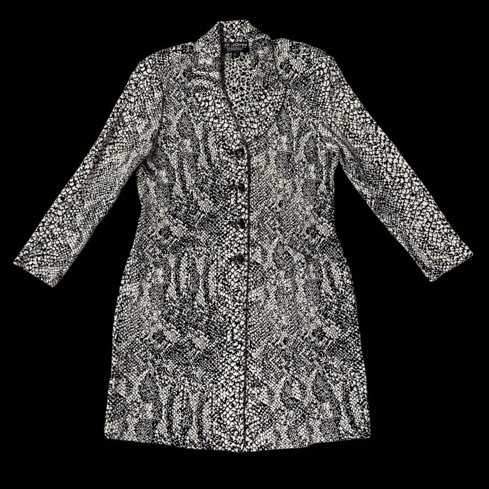 Vintage St John Collection Santana Knit Jacket Snakeskin Print Blazer Size 6 USA - Picture 2 of 12